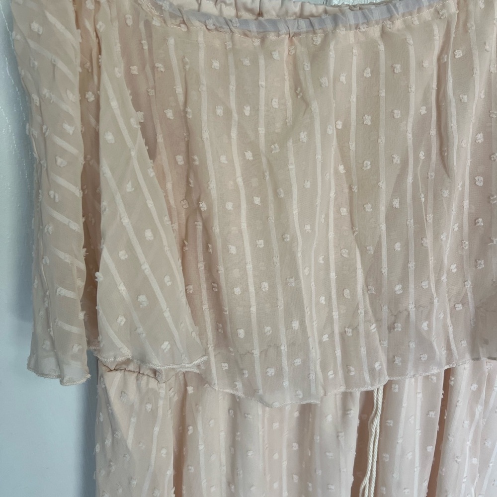 Cream Ruffled Off-Shoulder Maxi Sundress - Picture 9 of 11